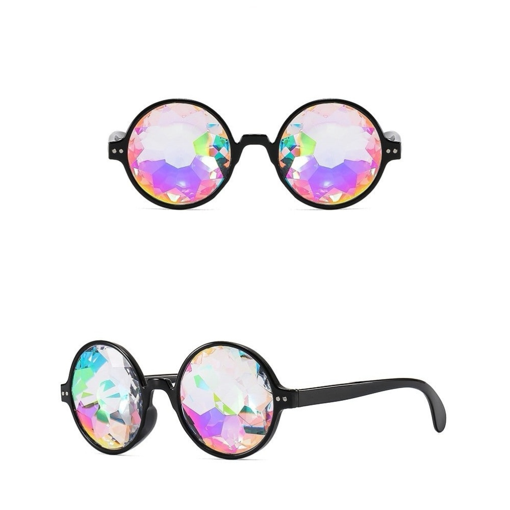 Zac's Alter Ego - Black / Kaleidoscope Glasses Round Sunglasses - Black